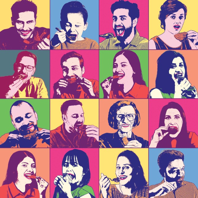 Colorful customer portrait collage