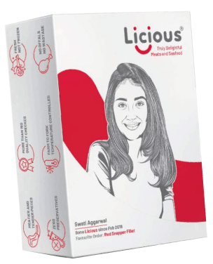 Licious customer package featuring Swati Aggarwal