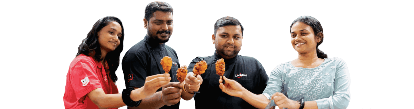 Licians celebrating with chicken skewers